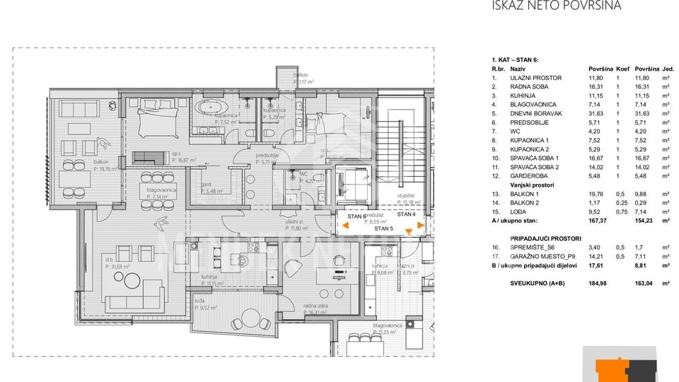 Luksuzan stan na I. katu 163 m2, Varaždin, SPA centar, garaža, prodaja