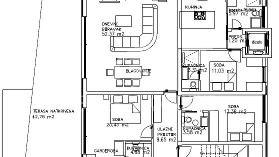 4S stan/apartman, 2. kat 192 m2 + krovna terasa s bazenom 203 m2, Kožino, Prodaja