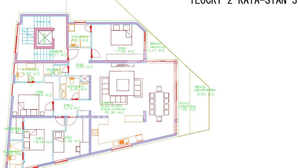 4S penthouse, 2.kat 204 m2 + krovna terasa s bazenom 186 m2 + 2 parkirna mjesta, Sukošan, Prodaja