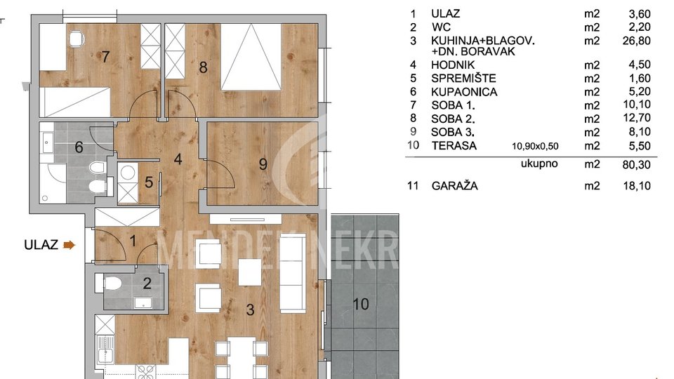 4 - soban stan površine 96,45 m2 u prizemlju moderne zgrade, Varaždin, centar, prodaja