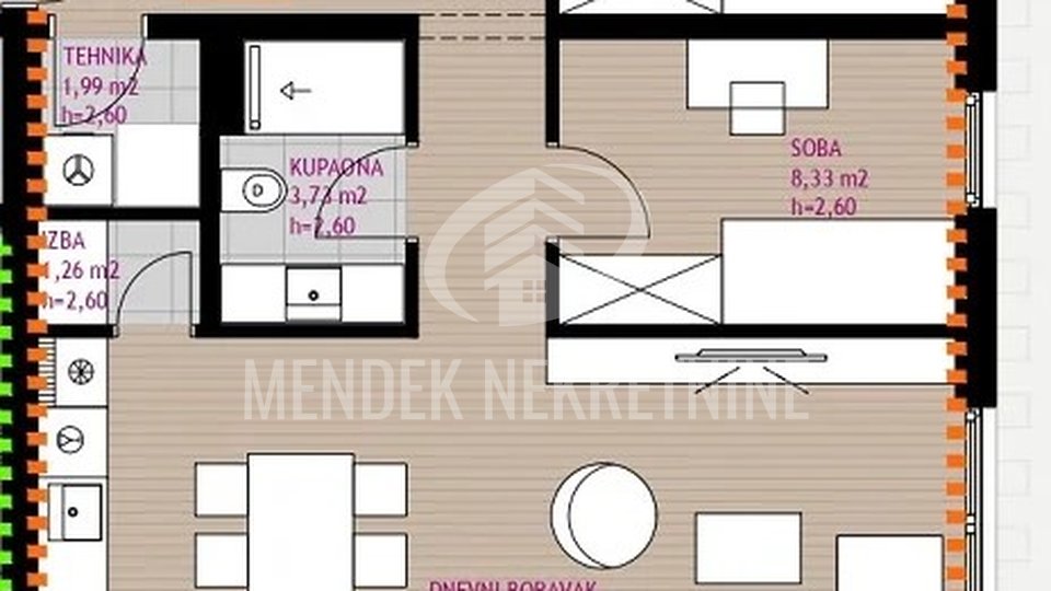 4-Zimmer-Wohnung 99,64 m2, Ersten Stock, Diklo, Zadar, zu verkaufen