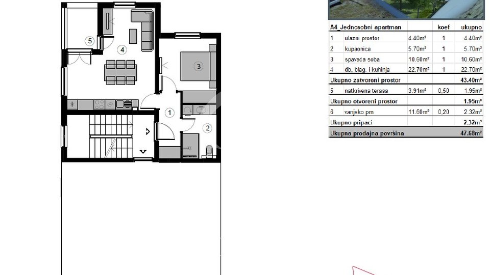 Apartment, 47 m2, For Sale, Podstrana