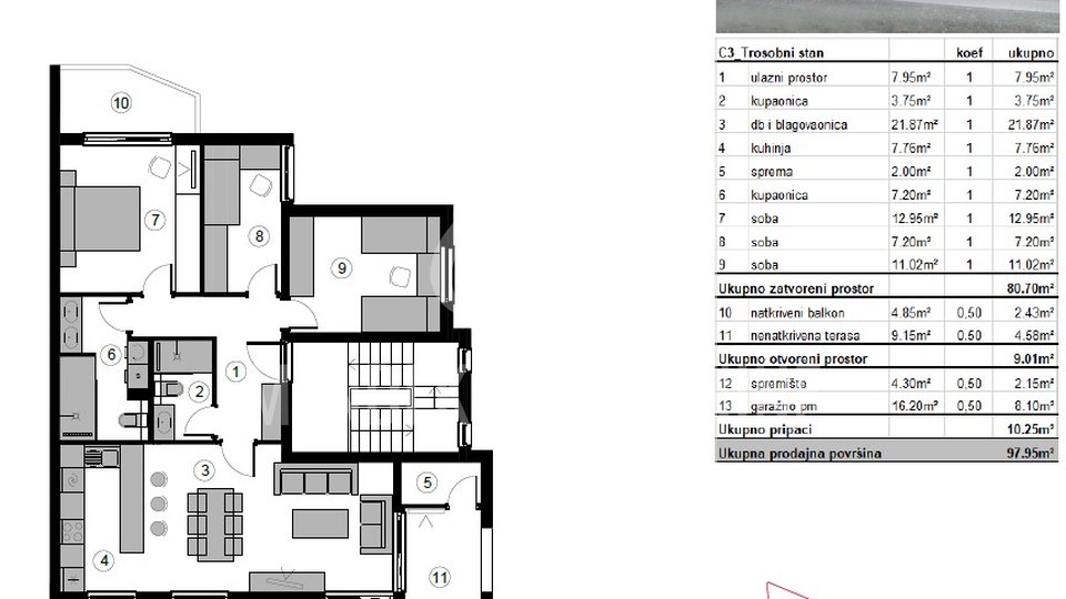 Apartment, 97 m2, For Sale, Podstrana
