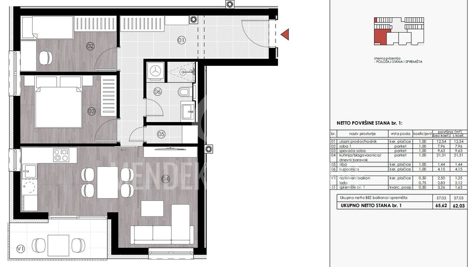 PRETPRODAJA! NOVOGRADNJA S1- 3 soban 62,03 m2, PRIZEMLJE, GRABANICE, VARAŽDIN