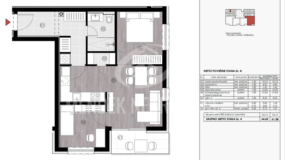 ISKORISTITE STARU CIJENU DO 01.11.!! S4 - 3 soban 61,08 m2, PRIZEMLJE, GRABANICE, VARAŽDIN