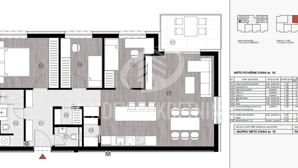 ISKORISTITE STARU CIJENU DO 01.11.!! S10 - 4 soban 89,66 m2, 1. KAT, GRABANICE, VARAŽDIN