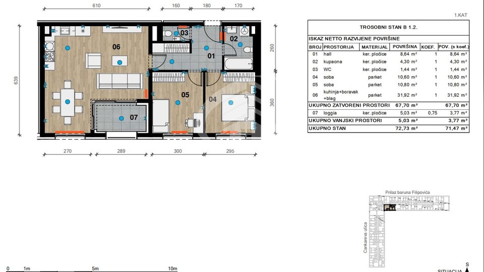 Wohnung, 71 m2, Verkauf, Črnomerec