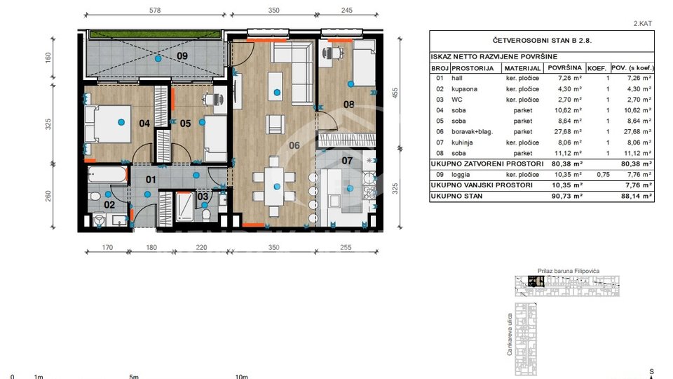 Apartment, 88 m2, For Sale, Črnomerec