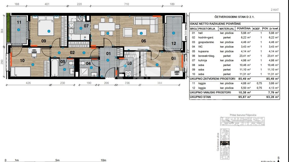 Wohnung, 93 m2, Verkauf, Črnomerec